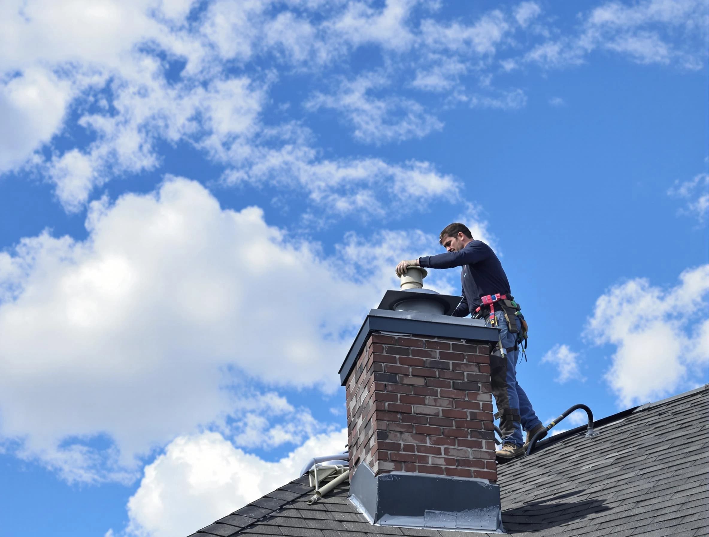 Union City Chimney Sweep installing a sturdy chimney cap in Union City, GA