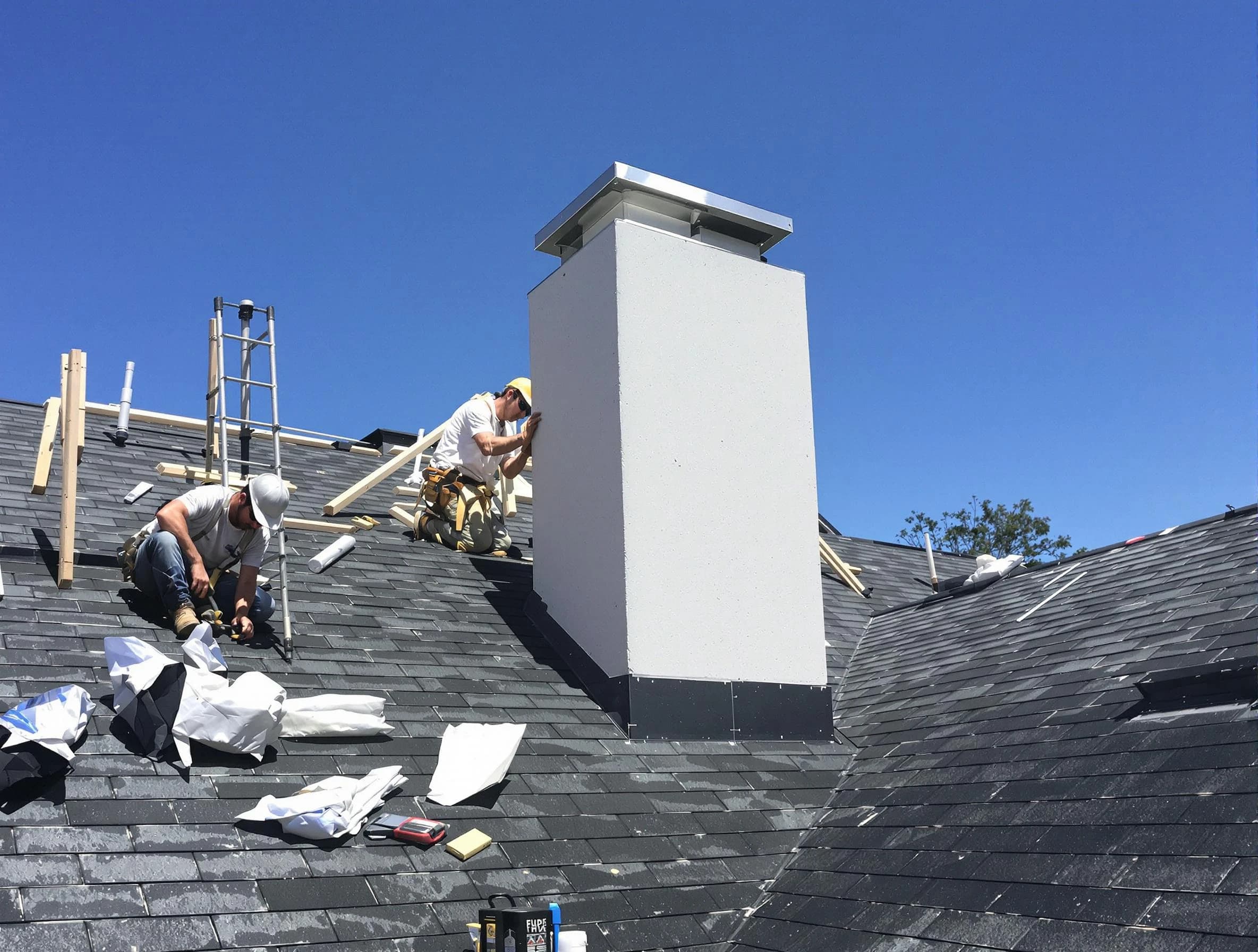 Union City Chimney Sweep crew installing a new chimney in Union City, GA