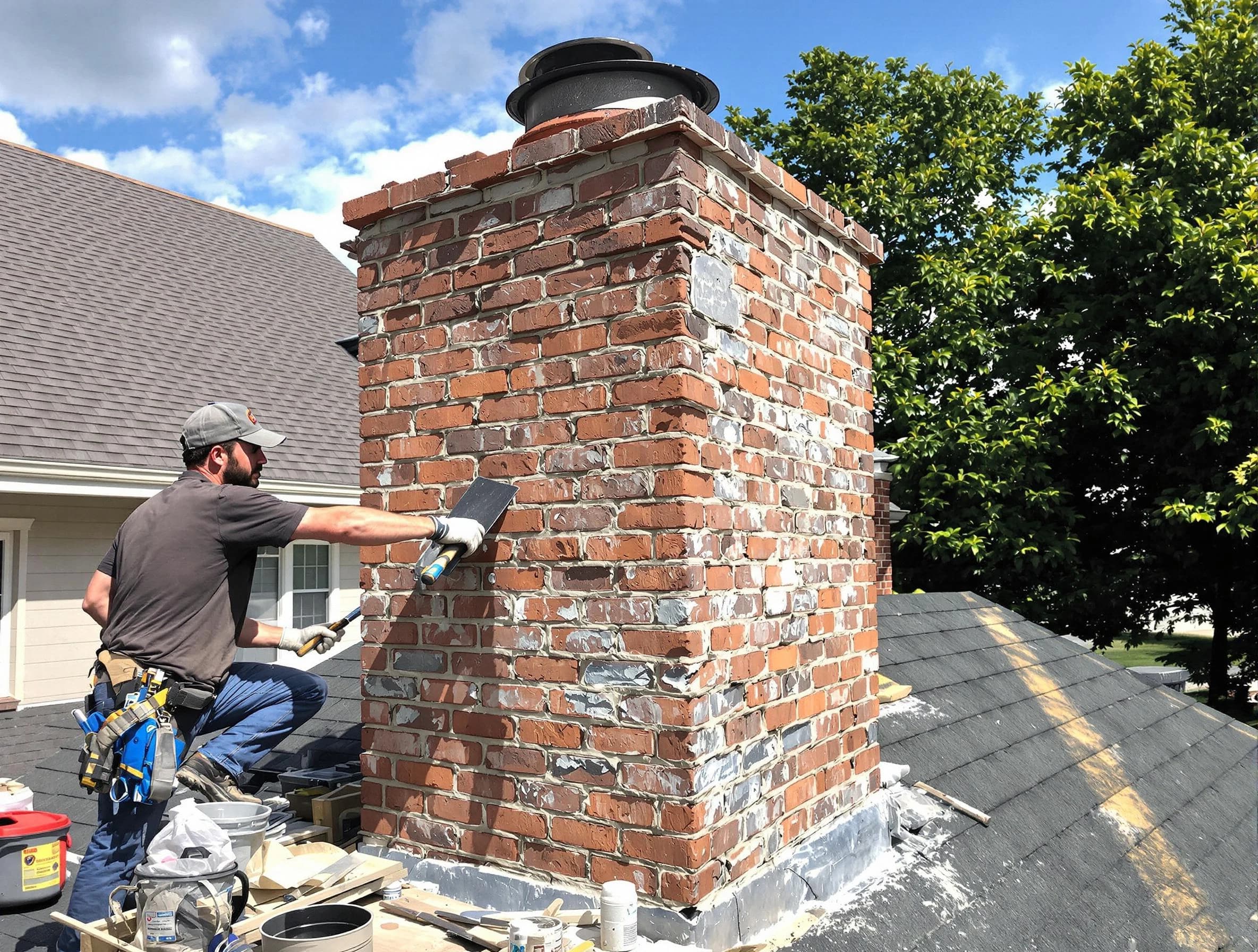 Completed chimney rebuild by Union City Chimney Sweep in Union City, GA