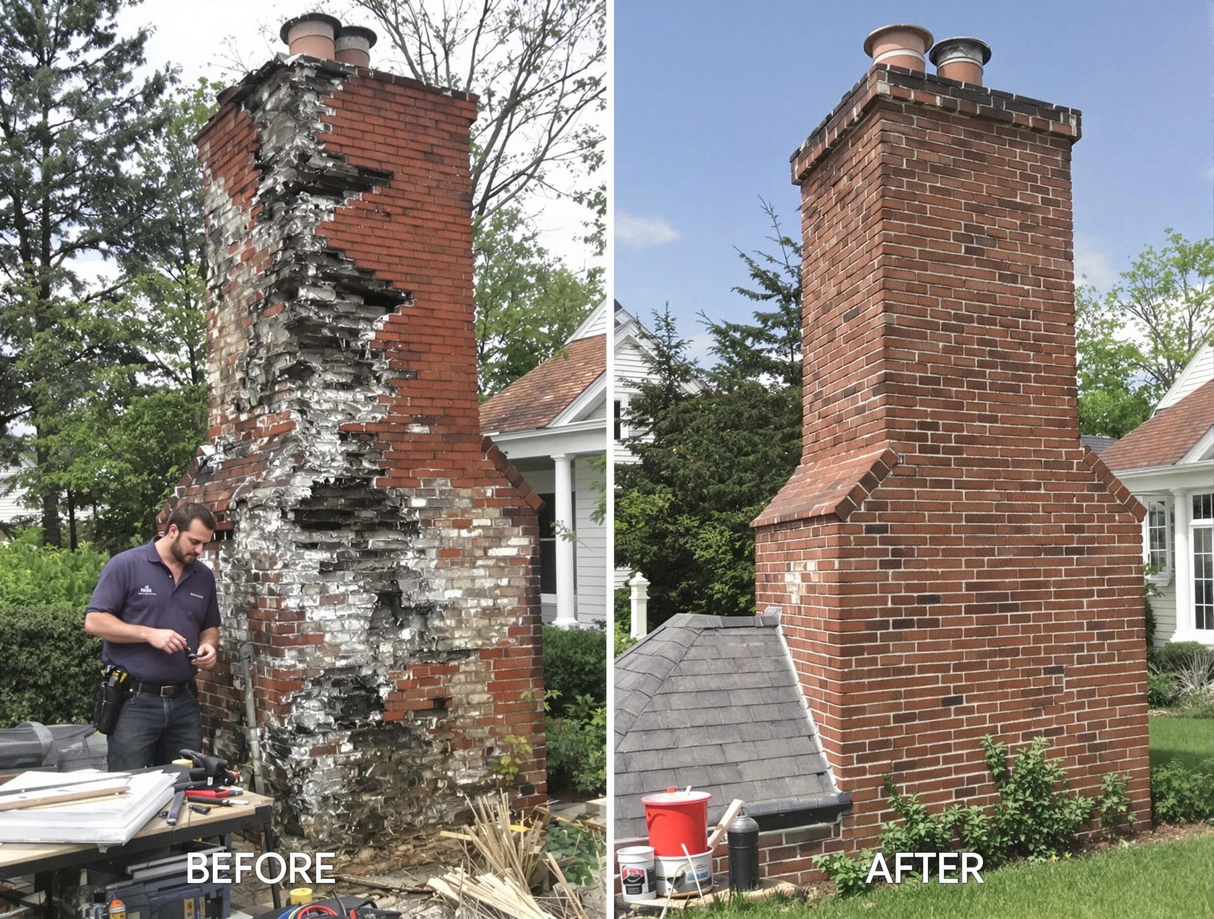 Union City Chimney Sweep performing a full chimney restoration in Union City, GA