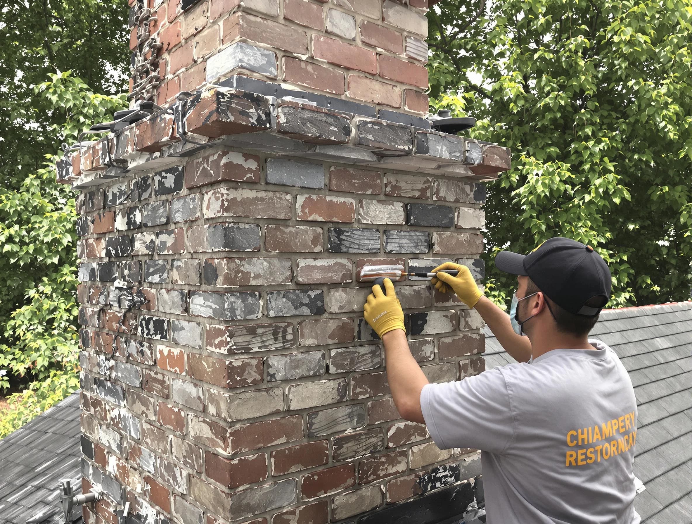 In-progress chimney restoration by Union City Chimney Sweep in Union City, GA
