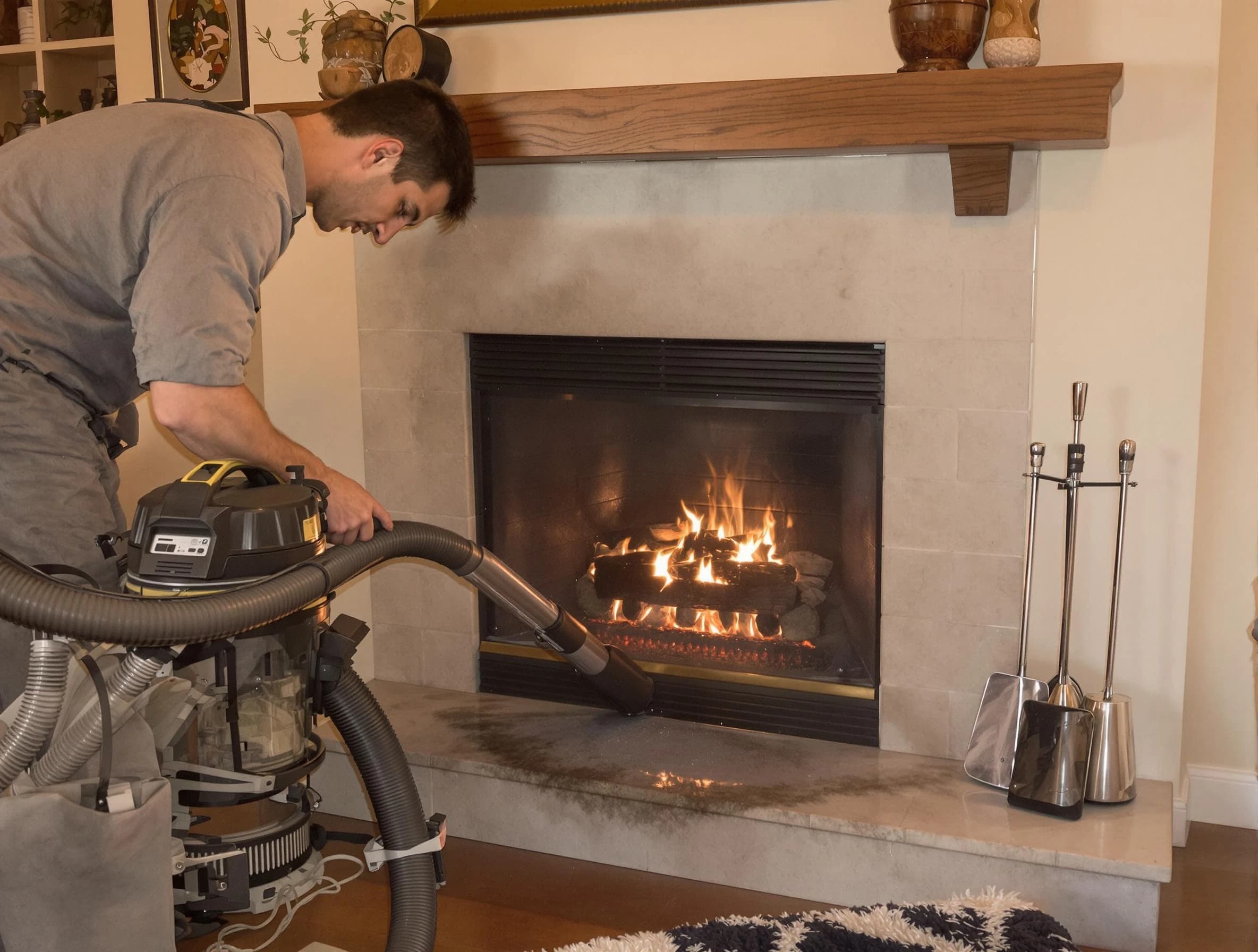 Routine fireplace upkeep by Union City Chimney Sweep in Union City, GA