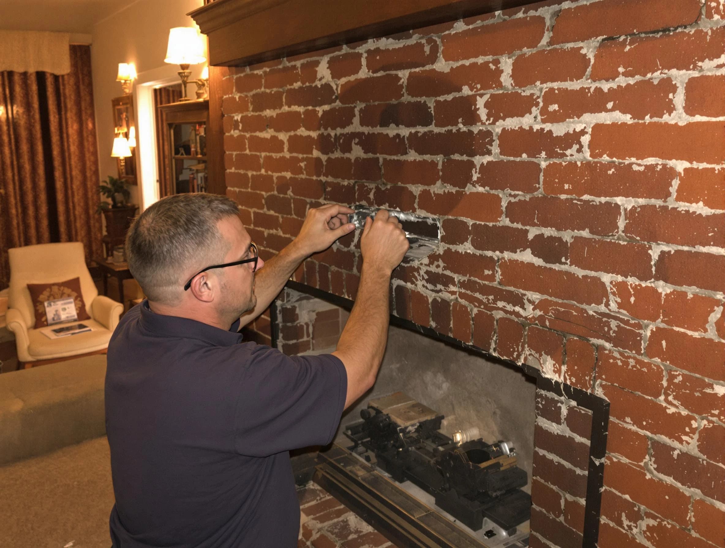 Union City Chimney Sweep expert fixing a fireplace in Union City, GA