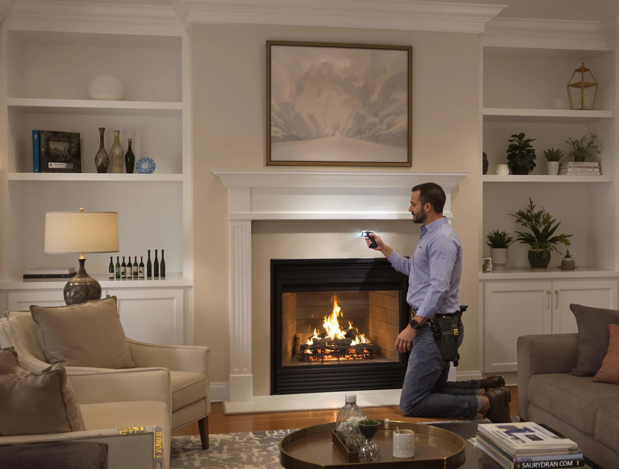 Union City Chimney Sweep conducting a fireplace safety inspection in Union City, GA