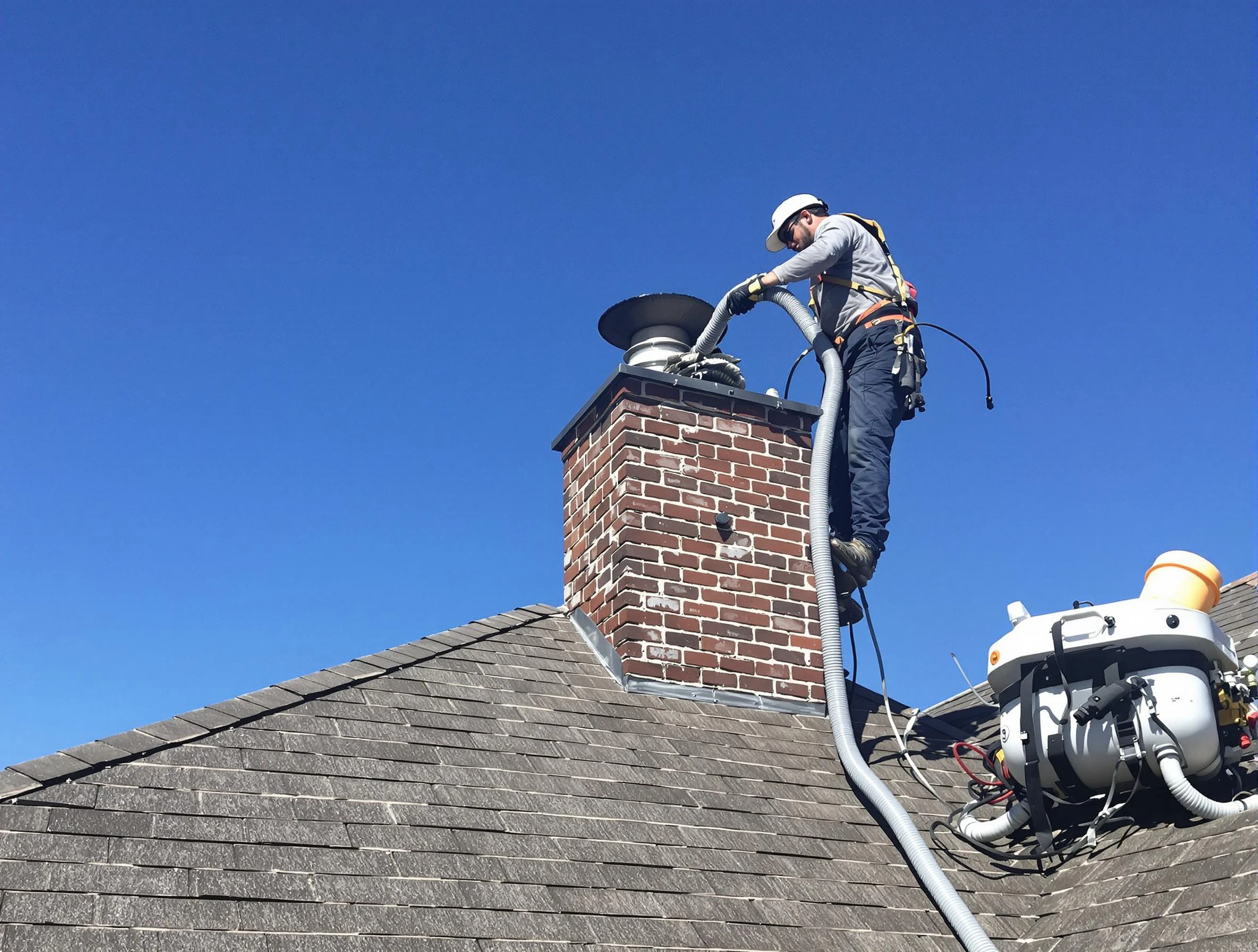 Dedicated Union City Chimney Sweep team member cleaning a chimney in Union City, GA