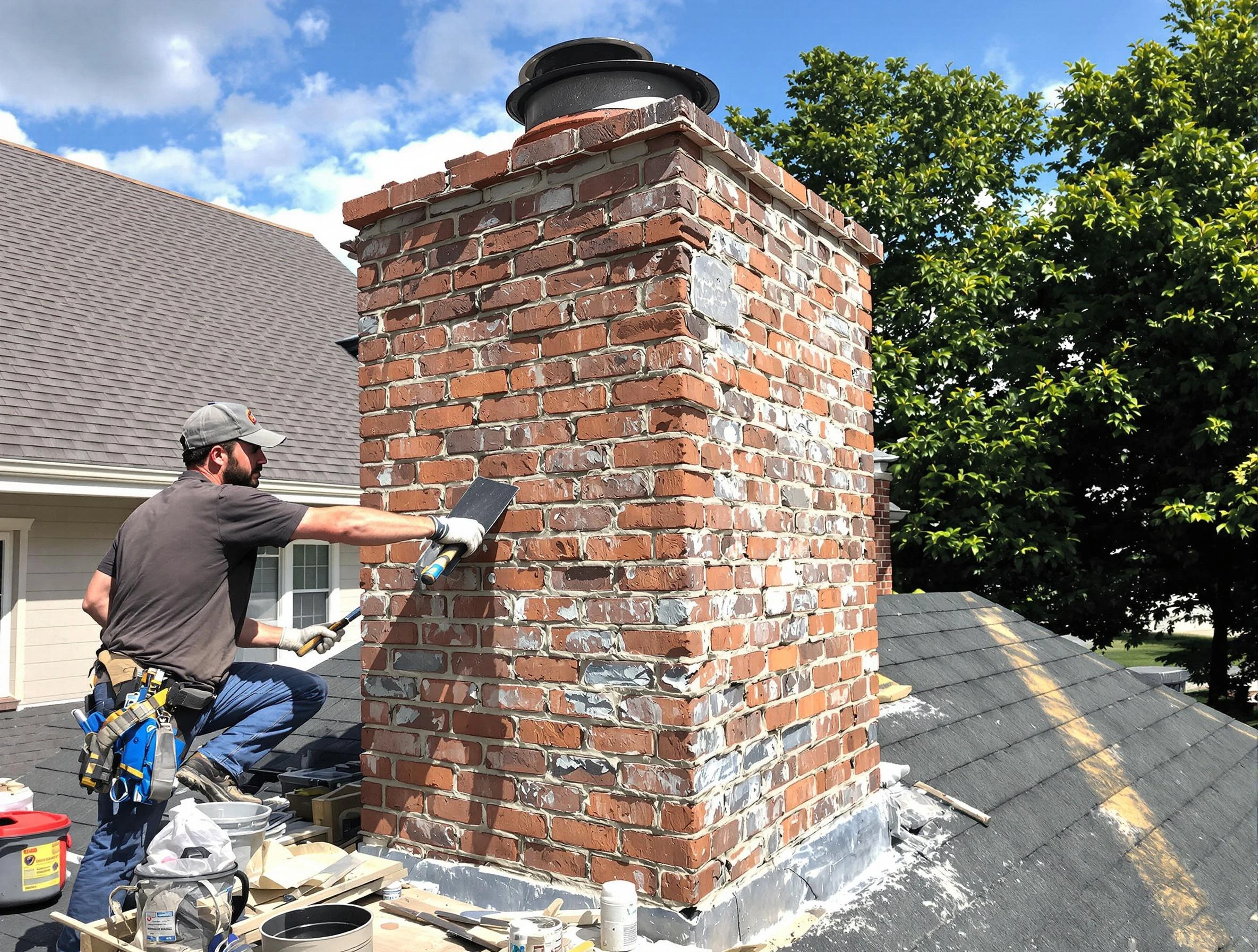 Completed chimney rebuild by Union City Chimney Sweep in Union City, GA