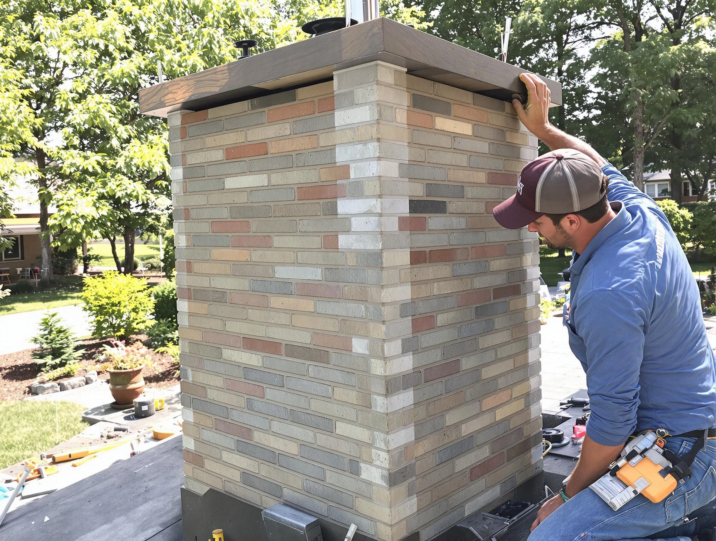 Union City Chimney Sweep completing a modern chimney remodel in Union City, GA