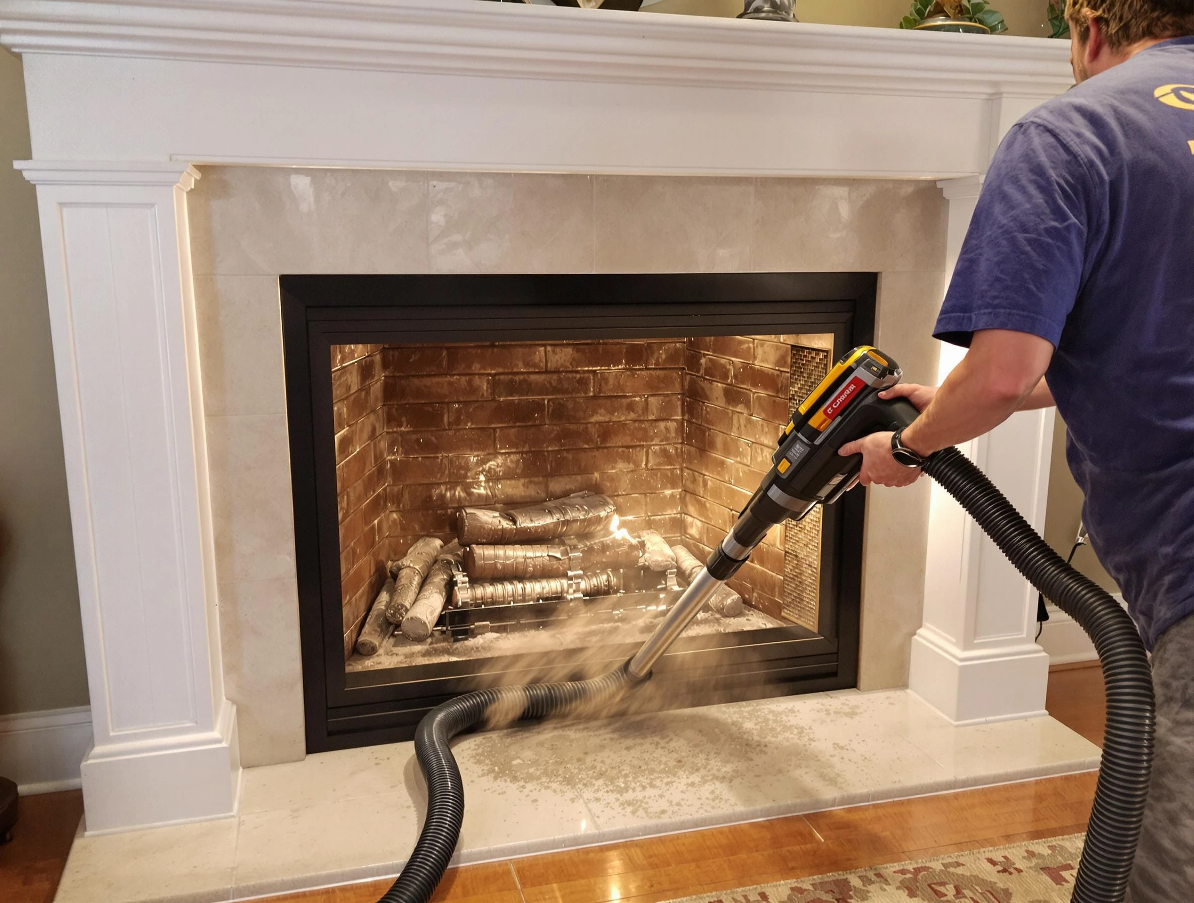 Fireplace cleaning performed by Union City Chimney Sweep in Union City, GA