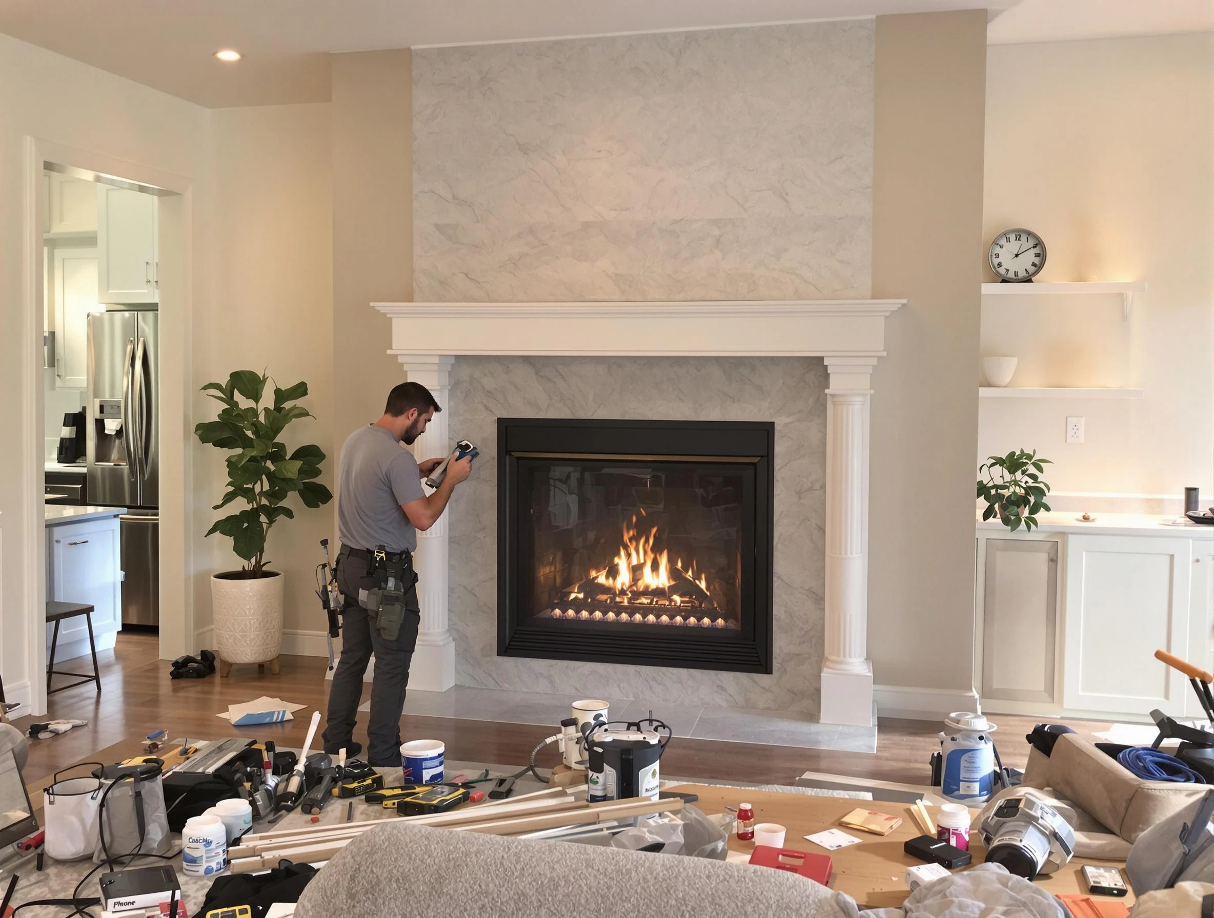 Newly installed fireplace by Union City Chimney Sweep in Union City, GA